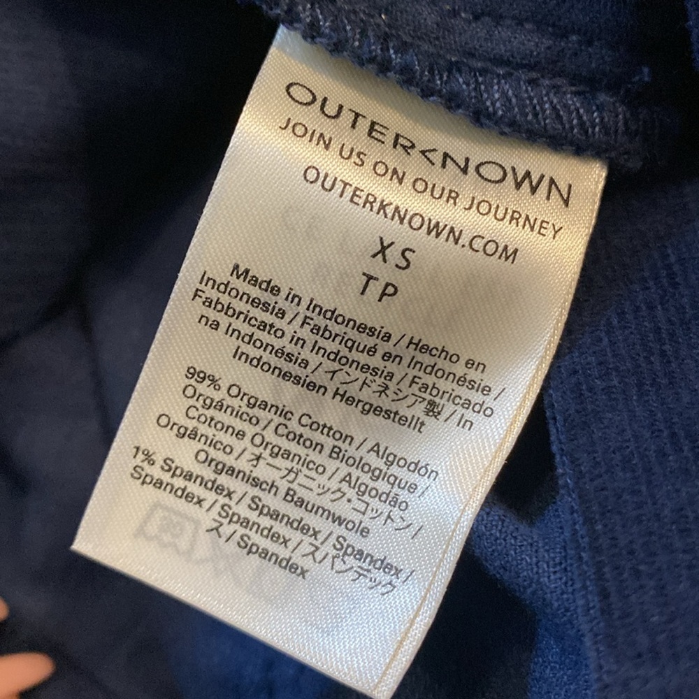 NWT OUTERKNOWN Navy Cordouroy S.E.A. Long Sleeve Jumpsuit, size X- Small - Picture 11 of 15